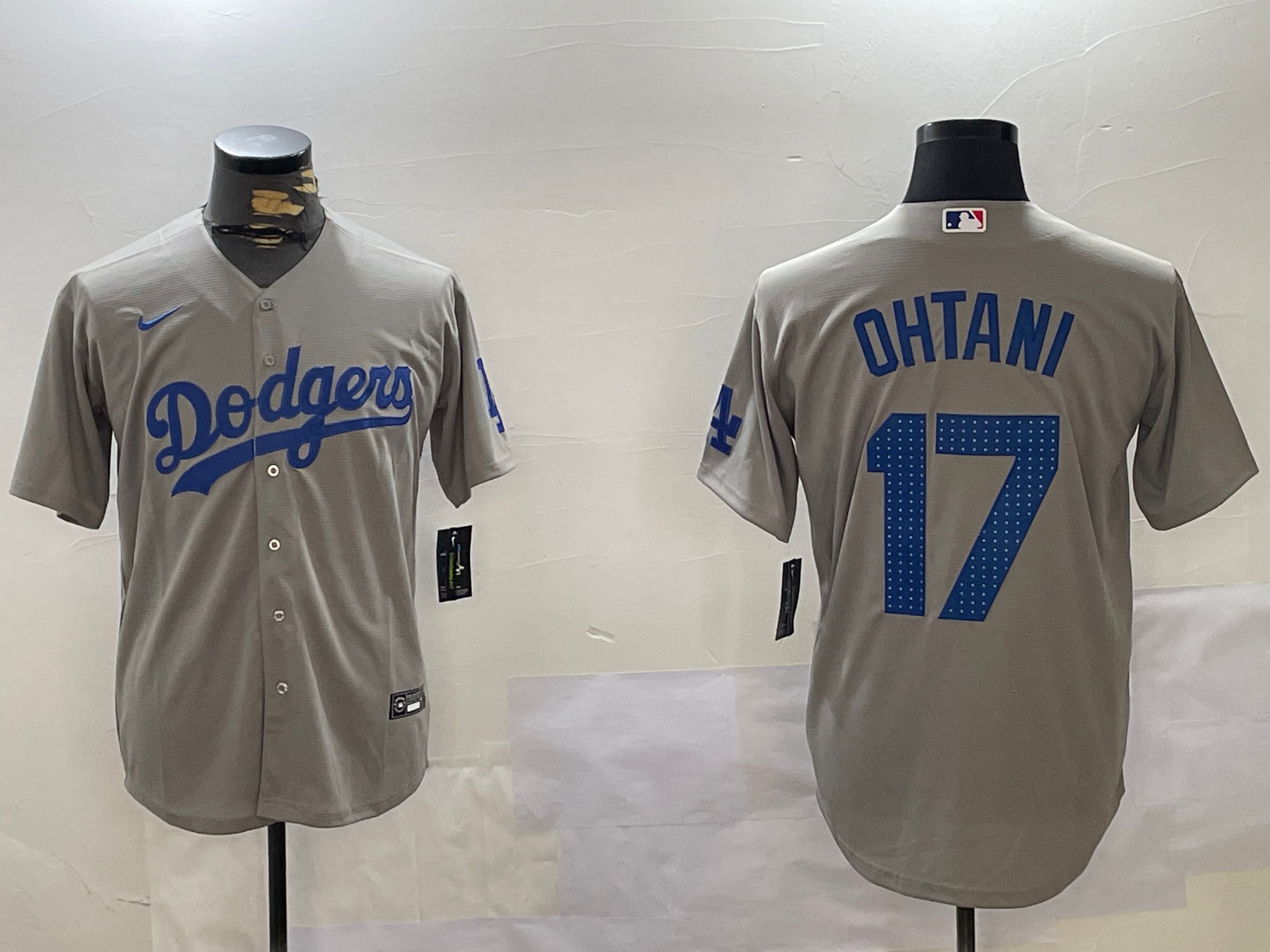Men Los Angeles Dodgers 17 Ohtani Grey Game 2024 Nike MLB Jersey style 12167
